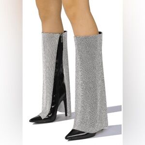 Cape Robbin Silver Sequined Heeled Boots